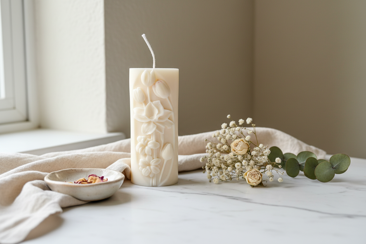 Floral Pillar Candle Lifestyle