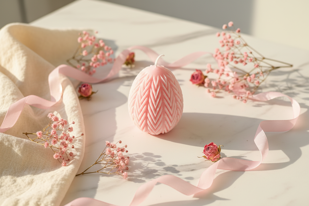 Pink Egg Candle Lifestyle