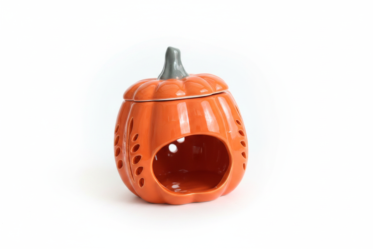 Pumpkin wax burner with lid